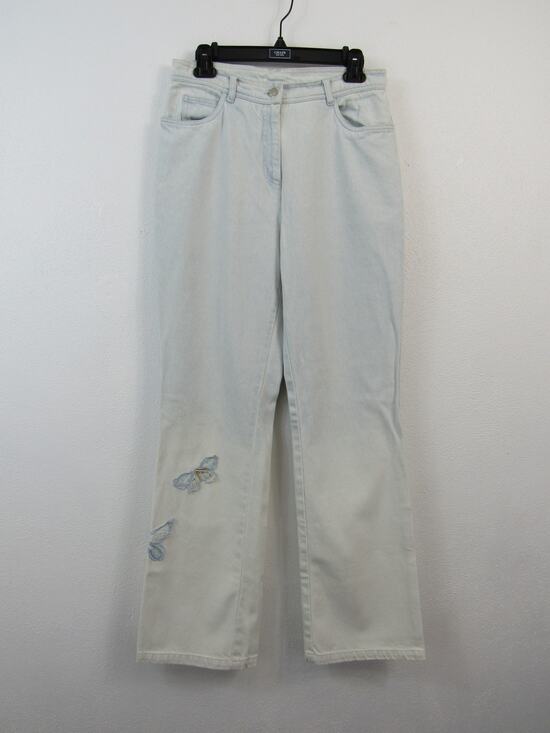 Together Denim - Together Size 10 Light Wash Denim Jeans Embroidered Butterflies Straight Leg